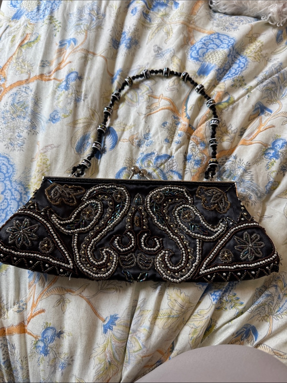 Apt. 9 Black Beaded Paisley Evening Clutch